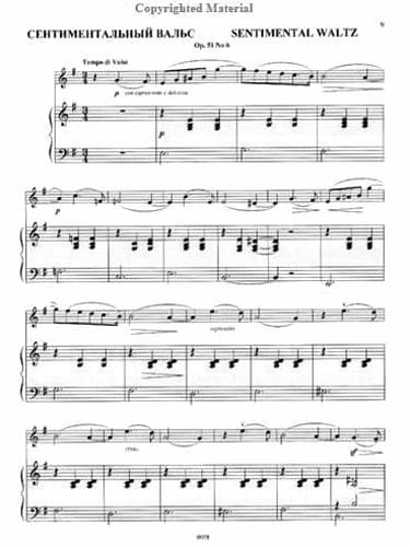 Tchaikovsky, Pyotr Ilyich - Andante Cantabile and Sentimental Waltz - for Violin and Piano - arranged by F Laub - Edition Jurgenson
