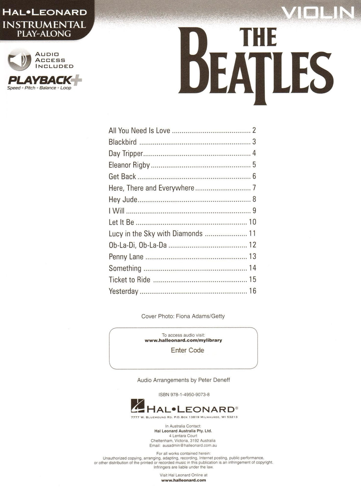 The Beatles - Instrumental Play-Along - 15 Songs - for Violin with Online Audio - Hal Leonard