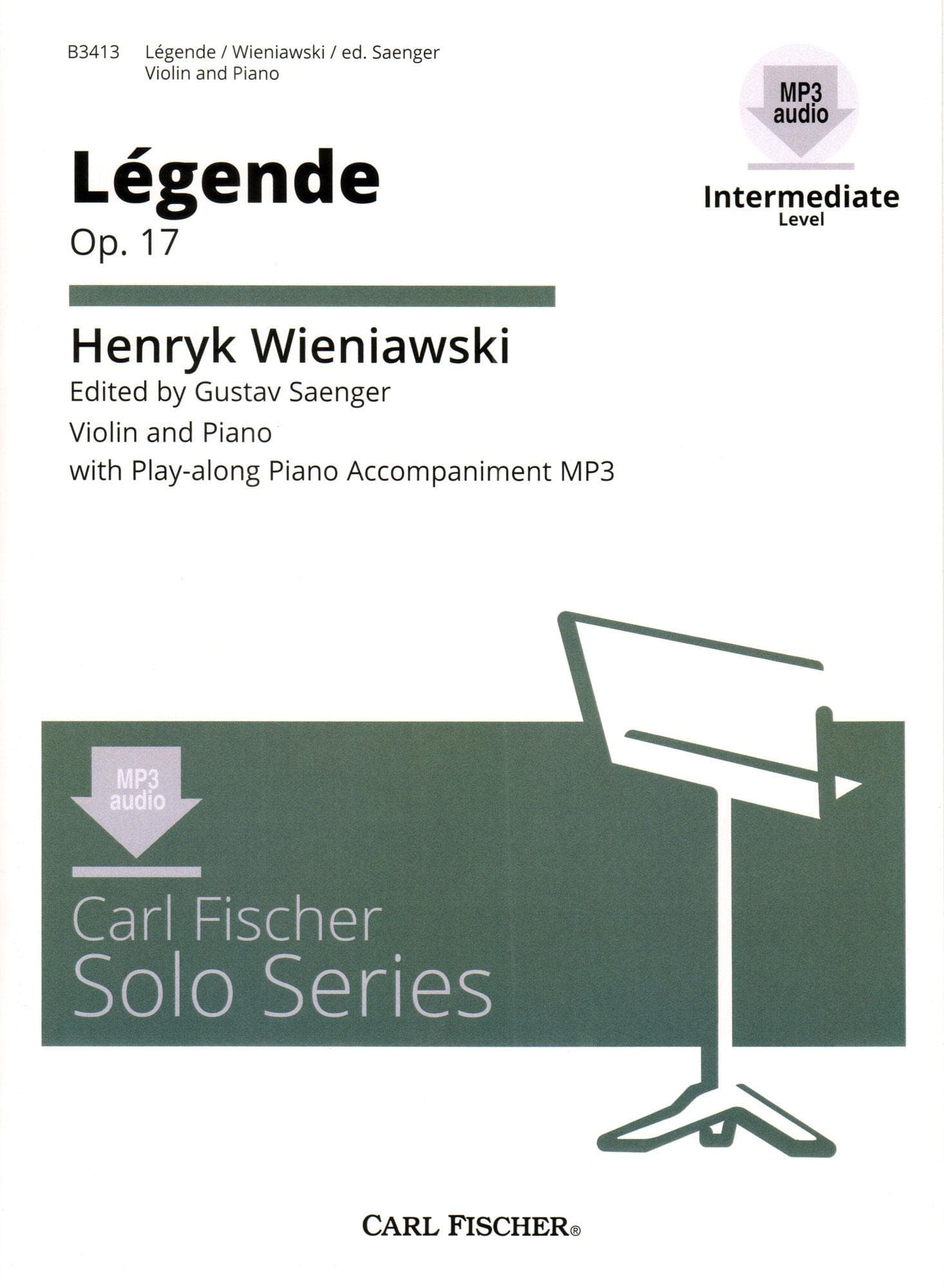 Wieniawski, Henryk - Legende, Op 17 - for Violin and Piano - edited by Saenger - Book/Online Audio - Carl Fischer