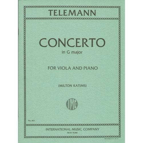 Telemann, Georg Philipp - Concerto In G Major - TWV 51:G9 For Viola and Piano Edited by Katims Published by International Music Company